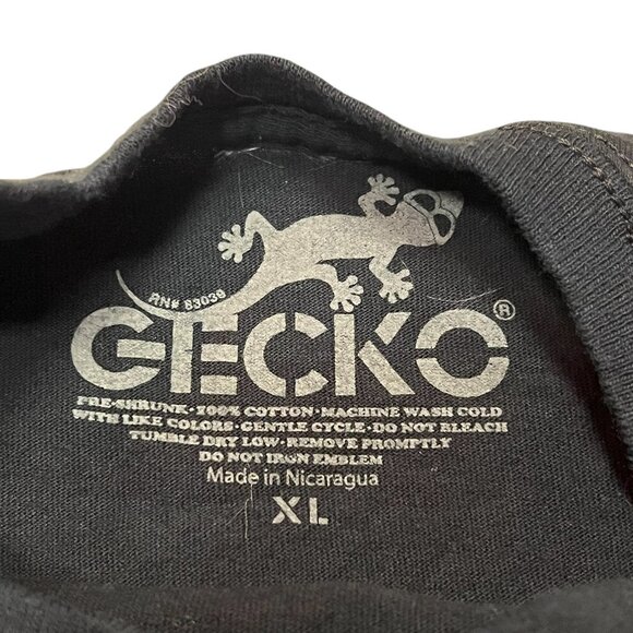 Vintage Gecko Hawaii Shirt Kids XL 8 Geckos On Gecko Boards Black Short Sleeves - Picture 2 of 3